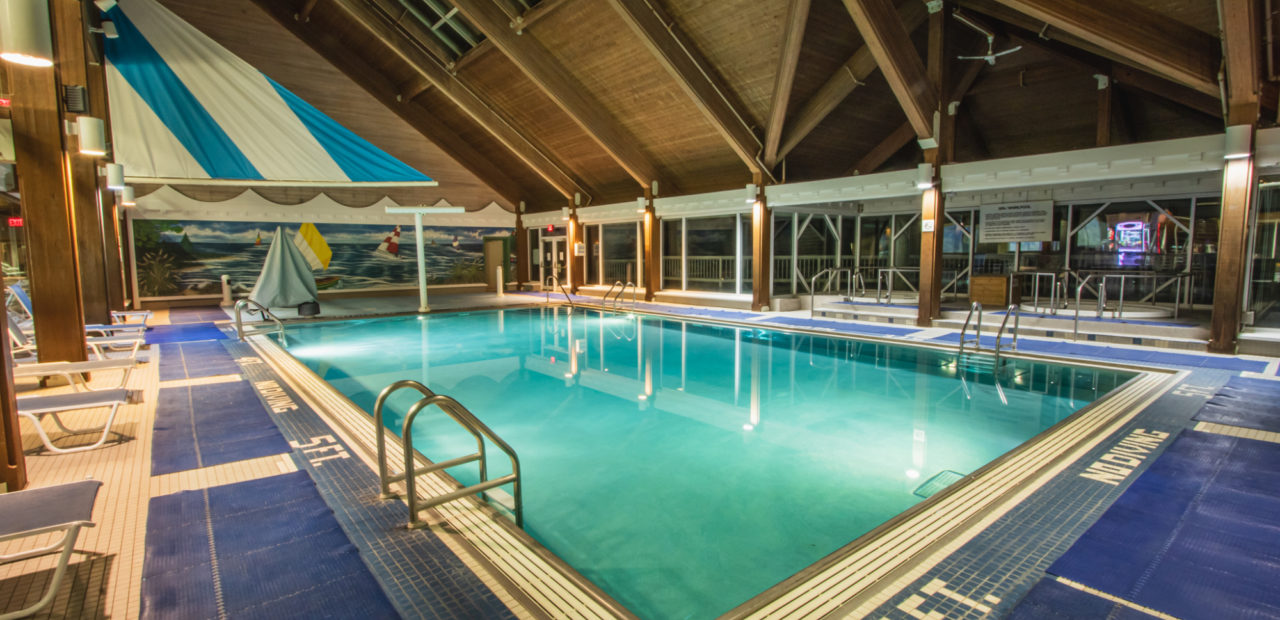 Swimming pool with Arcade in background