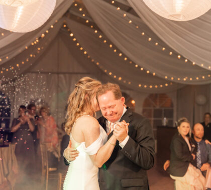 Couple dances at a reception at maumee bay