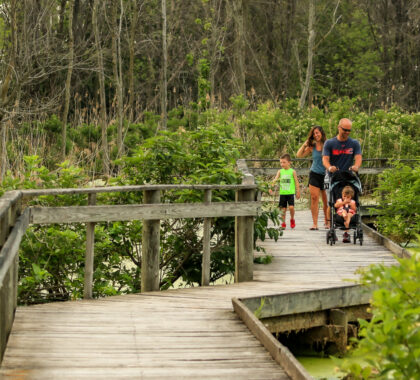 Family on the boardwalk