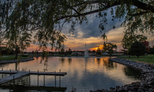 Sunset view over the lake