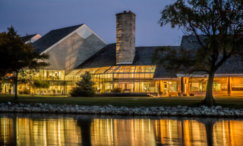 Maumee Bay Lodge exterior at night