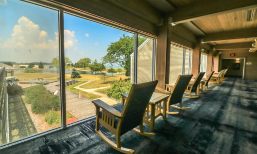 Chairs with a view of the Maumee Bay courtyard