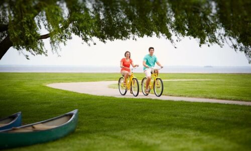 A couple biking at Maumee Bay State Park
