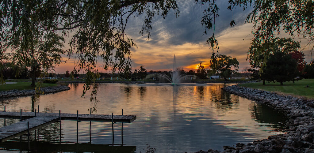 Sunset view over the lake