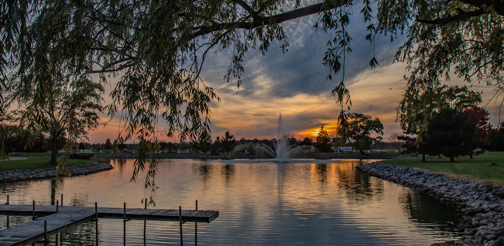 Sunset view over the lake